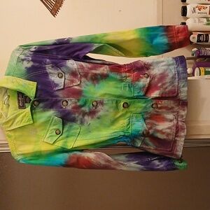 Colorful Tie-Dye Women's Jacket. 100%cotton. Sz.L.